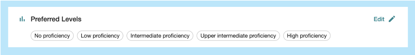 Preferred Levels Header
